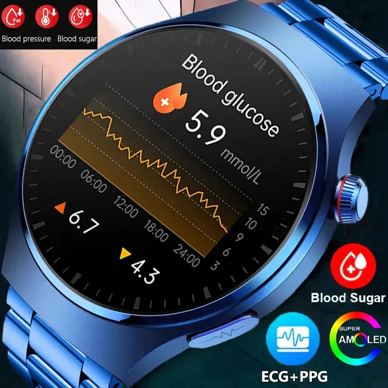 Para Huawei Xiaomi Health Monitor Smart Watch Men Frequência Cardíaca ECG + PPG AMOLED 466 * 466 HD Screen Bluetooth Call SmartWatch 2023 Novo, Moderno...