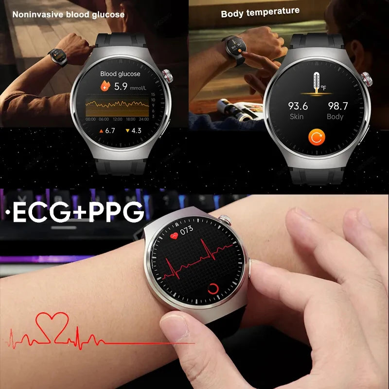 Para Huawei Xiaomi Health Monitor Smart Watch Men Frequência Cardíaca ECG + PPG AMOLED 466 * 466 HD Screen Bluetooth Call SmartWatch 2023 Novo, Moderno...