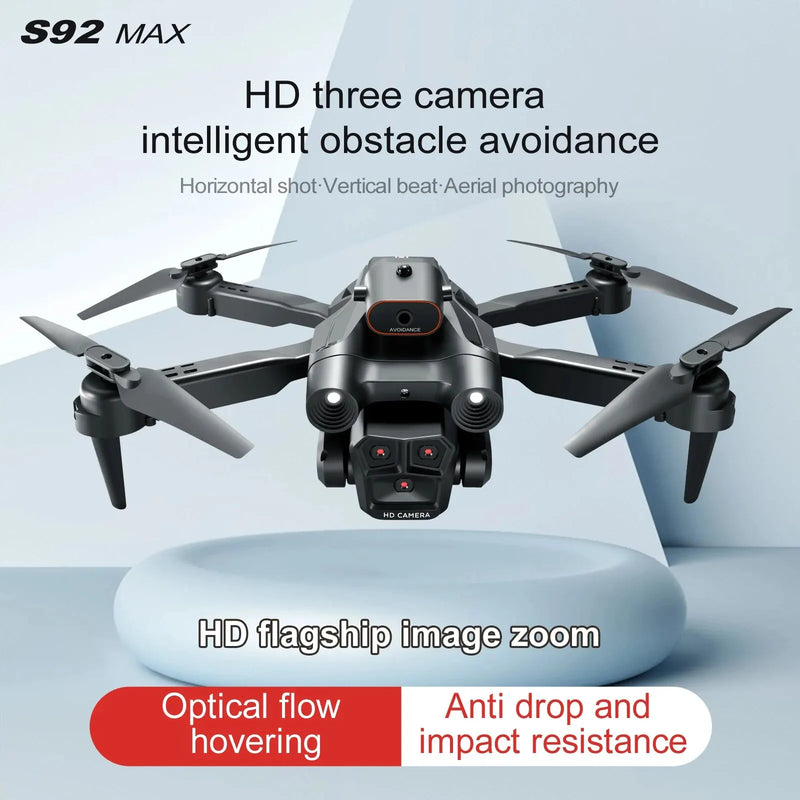 S92 HD 4K Drone com alta aderência, dobrável, Mini RC, WiFi, fotografia aérea, veículo de quatro rodas, câmera de helicóptero