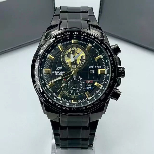 Relógio Casio Edifice Global - A PROVA D'ÁGUA - Preto e dourado